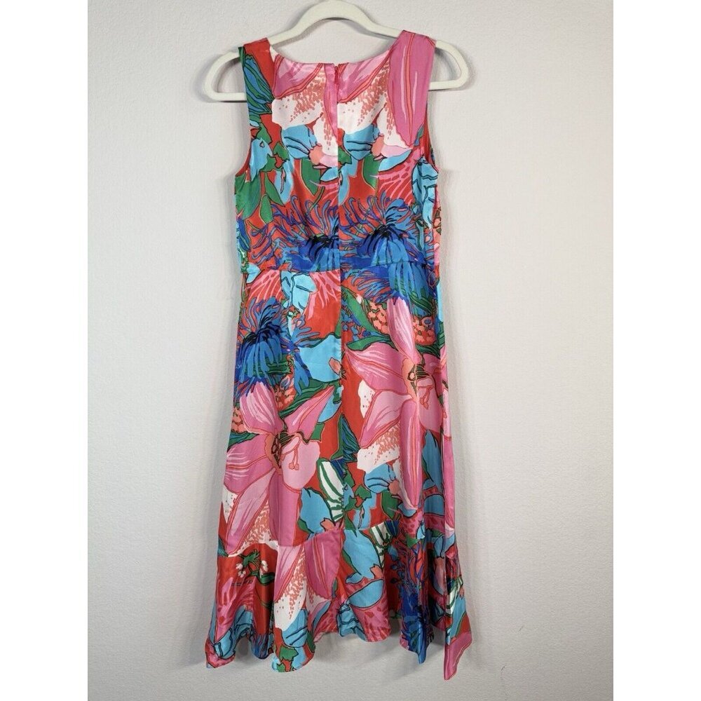 RSVP By Talbots Womens Dress Size 2 Tropical Floral Fit & Flare Ruffle Hem Lined - Picture 6 of 11